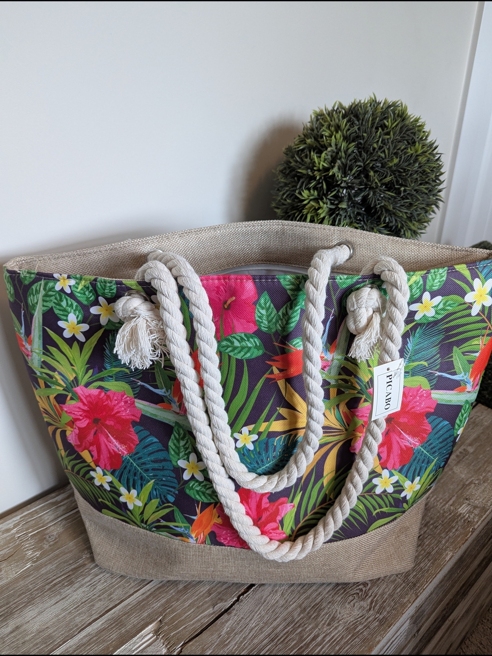Tropical Floral Tote Bag in Multicolor